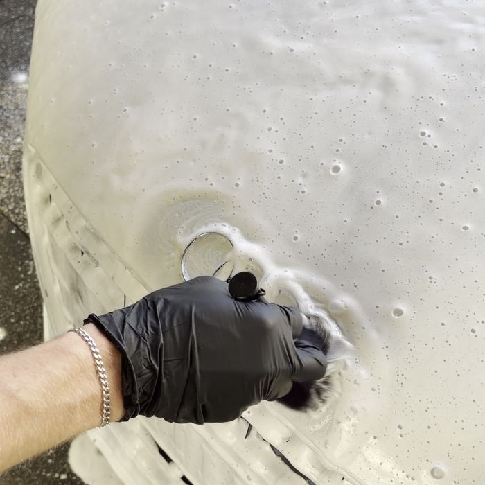 Badge detailed by hand in the foam